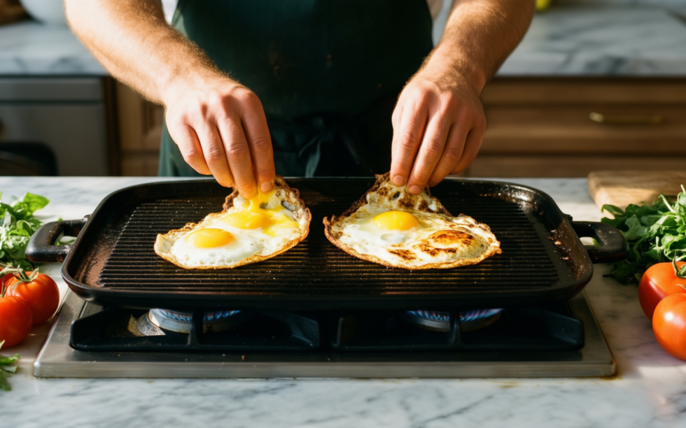nutrichef double burner griddle — lifestyle photo showing NutriChef Stove Top Griddle in use