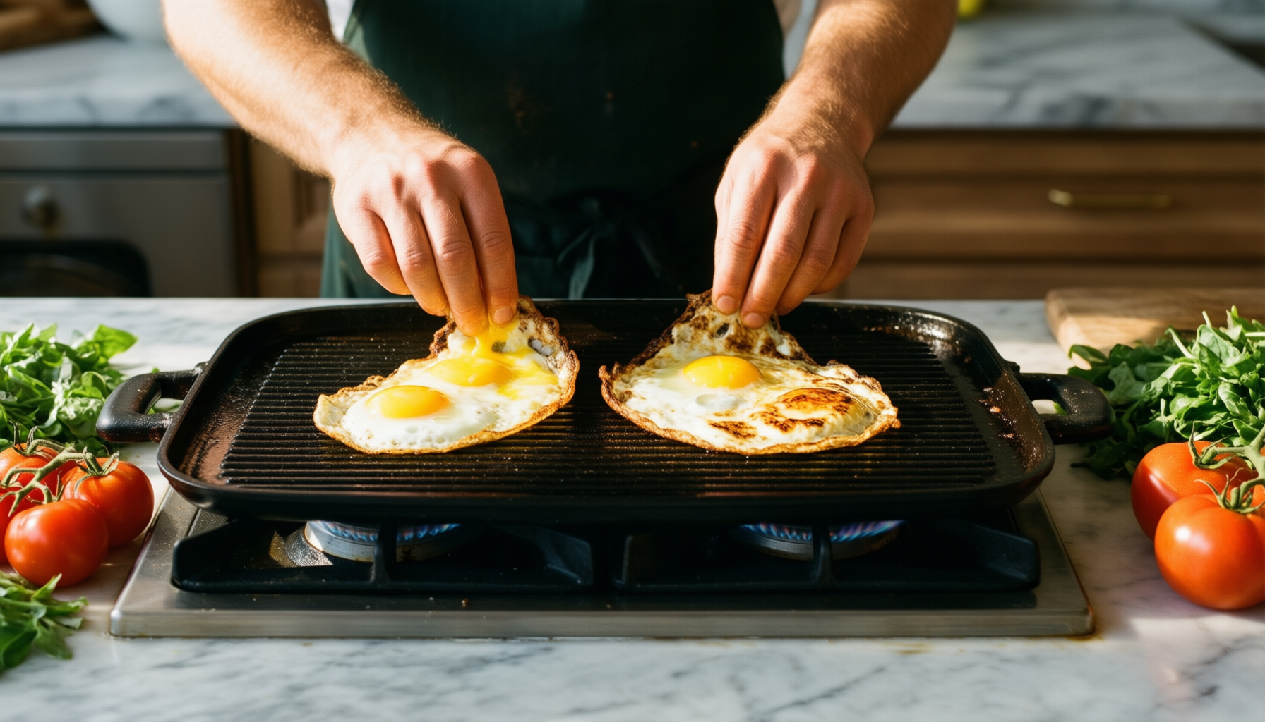 nutrichef double burner griddle — lifestyle photo showing NutriChef Stove Top Griddle in use