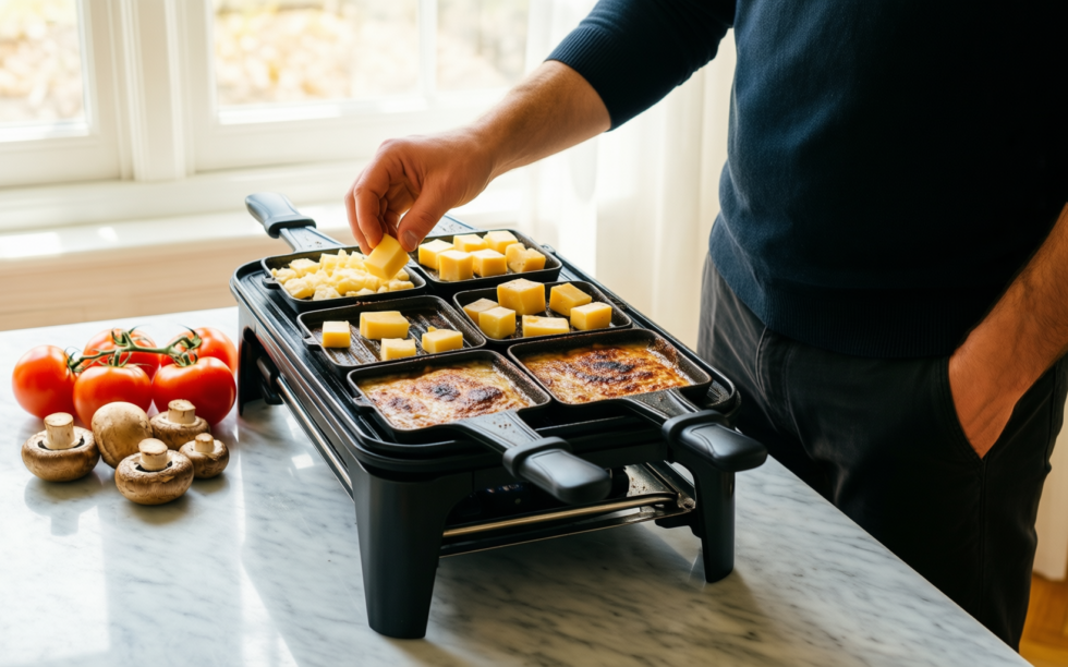 raclette grill 8 people — lifestyle photo showing Raclette Grill 8 People in use