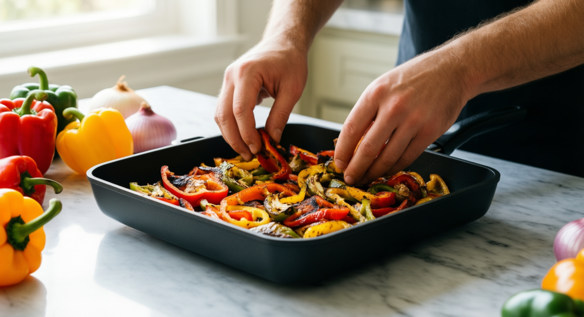 caraway 11 inch non stick square — lifestyle photo showing Caraway 11" Non-Stick Square in use