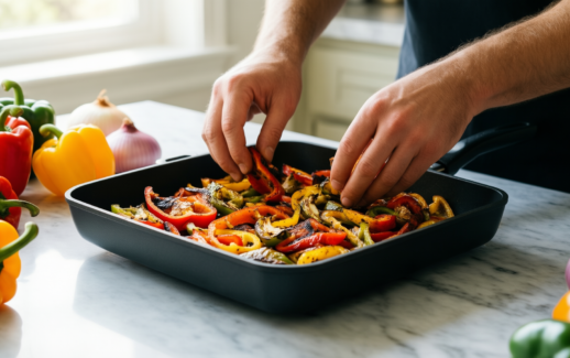 caraway 11 inch non stick square — lifestyle photo showing Caraway 11" Non-Stick Square in use