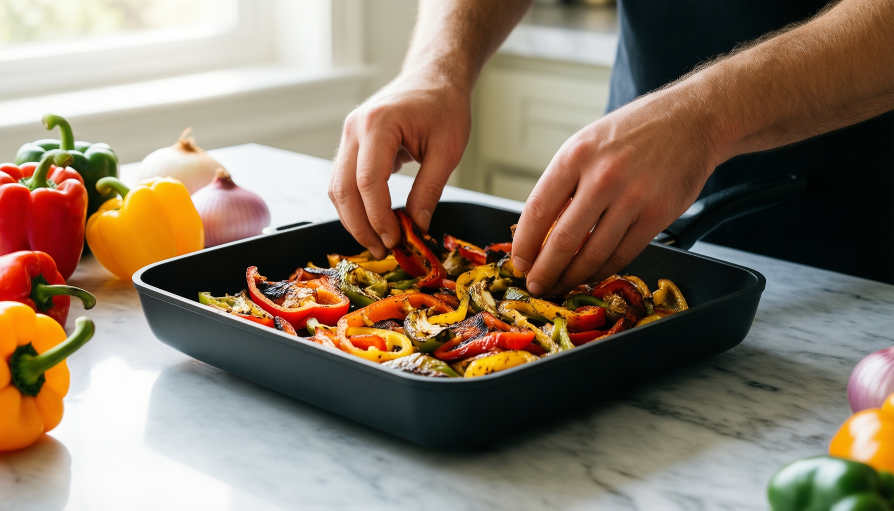 caraway 11 inch non stick square — lifestyle photo showing Caraway 11