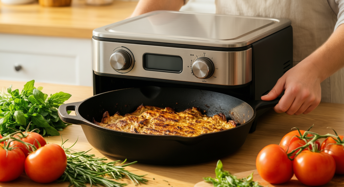 lodge cast iron skillet set uk — lifestyle photo showing Lodge Pre-Seasoned Cast Iron in use