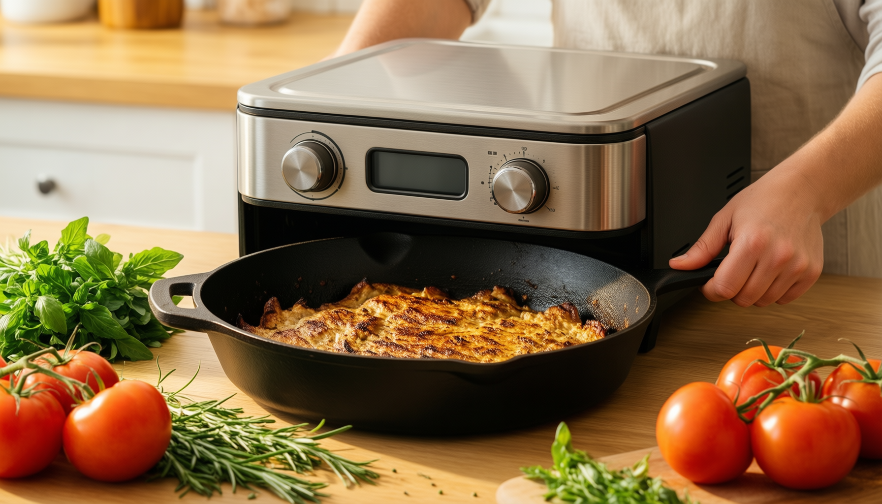 lodge cast iron skillet set uk — lifestyle photo showing Lodge Pre-Seasoned Cast Iron in use