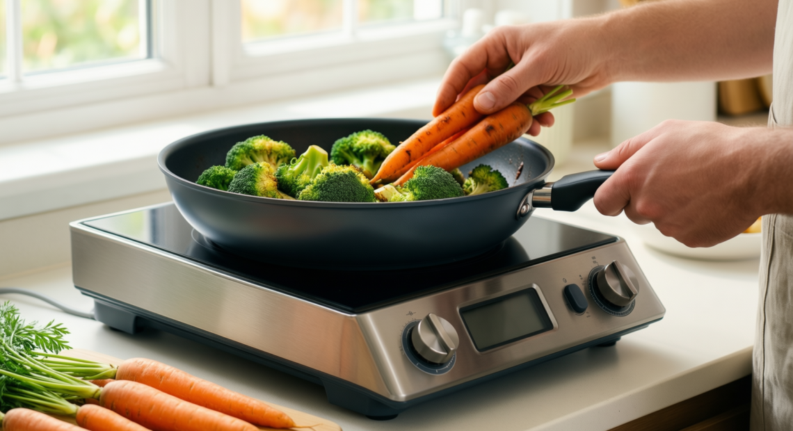 de buyer mineral b element frying — lifestyle photo showing De Buyer Mineral B in use