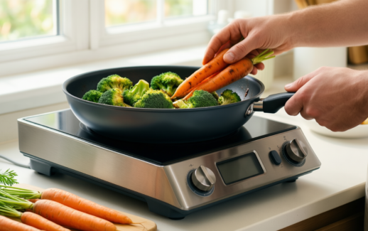 de buyer mineral b element frying — lifestyle photo showing De Buyer Mineral B in use
