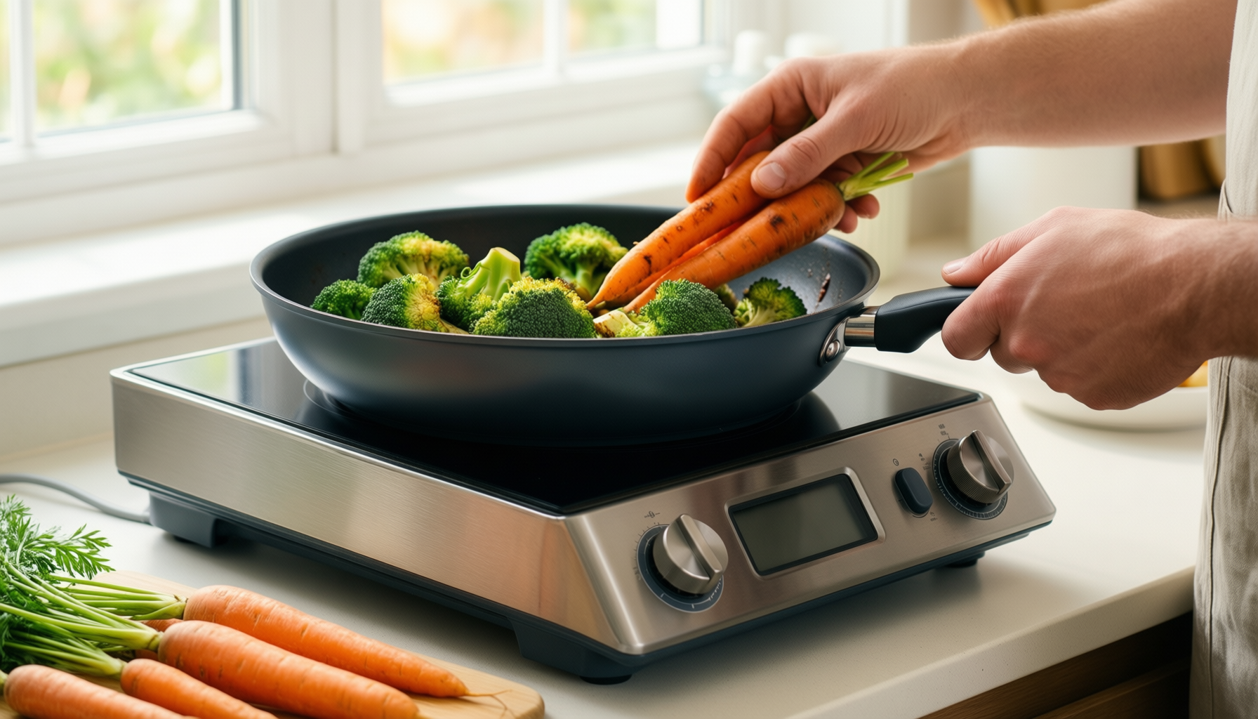 de buyer mineral b element frying — lifestyle photo showing De Buyer Mineral B in use