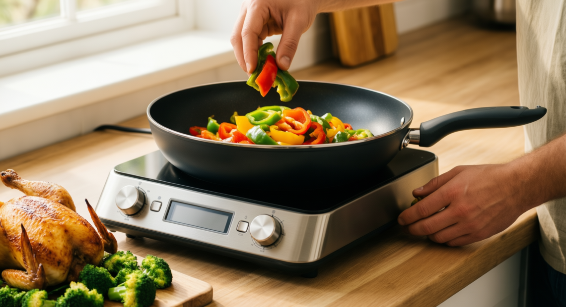 circulon a1 series frying pan uk — lifestyle photo showing Circulon A1 Series with in use