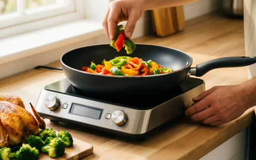 circulon a1 series frying pan uk — lifestyle photo showing Circulon A1 Series with in use