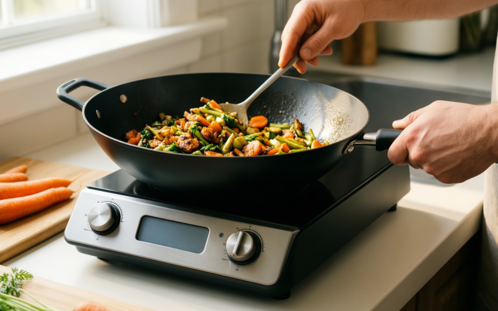 river light iron frying pan — lifestyle photo showing River Light Iron Frying in use