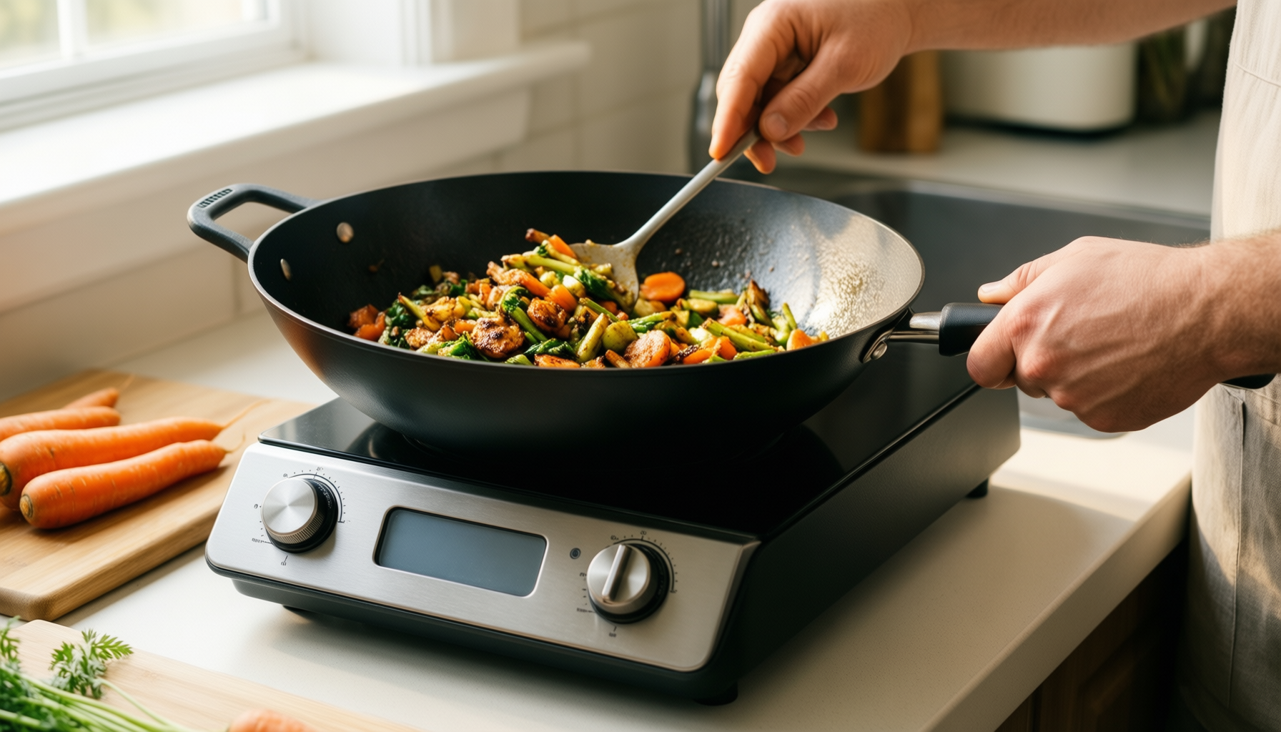 river light iron frying pan — lifestyle photo showing River Light Iron Frying in use