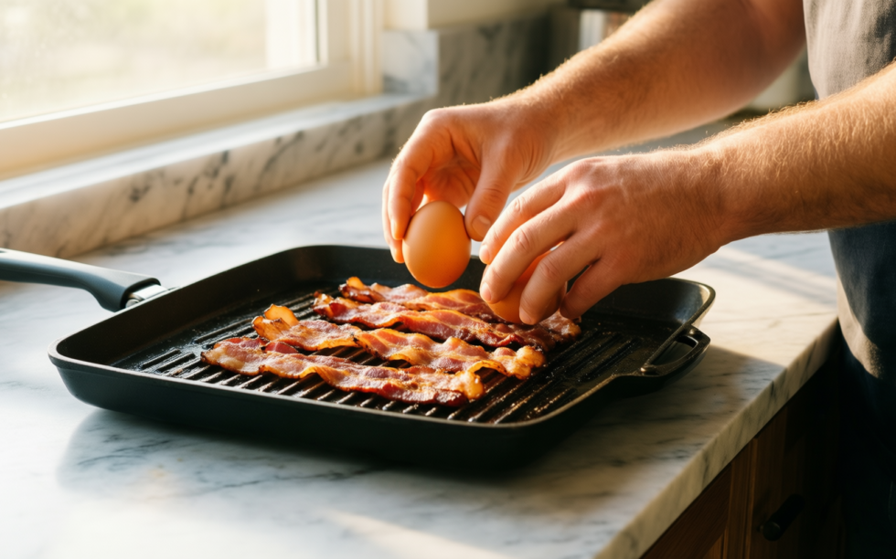 farberware diamondmax nonstick griddle — lifestyle photo showing Farberware Cookstart DiamondMax Nonstick in use